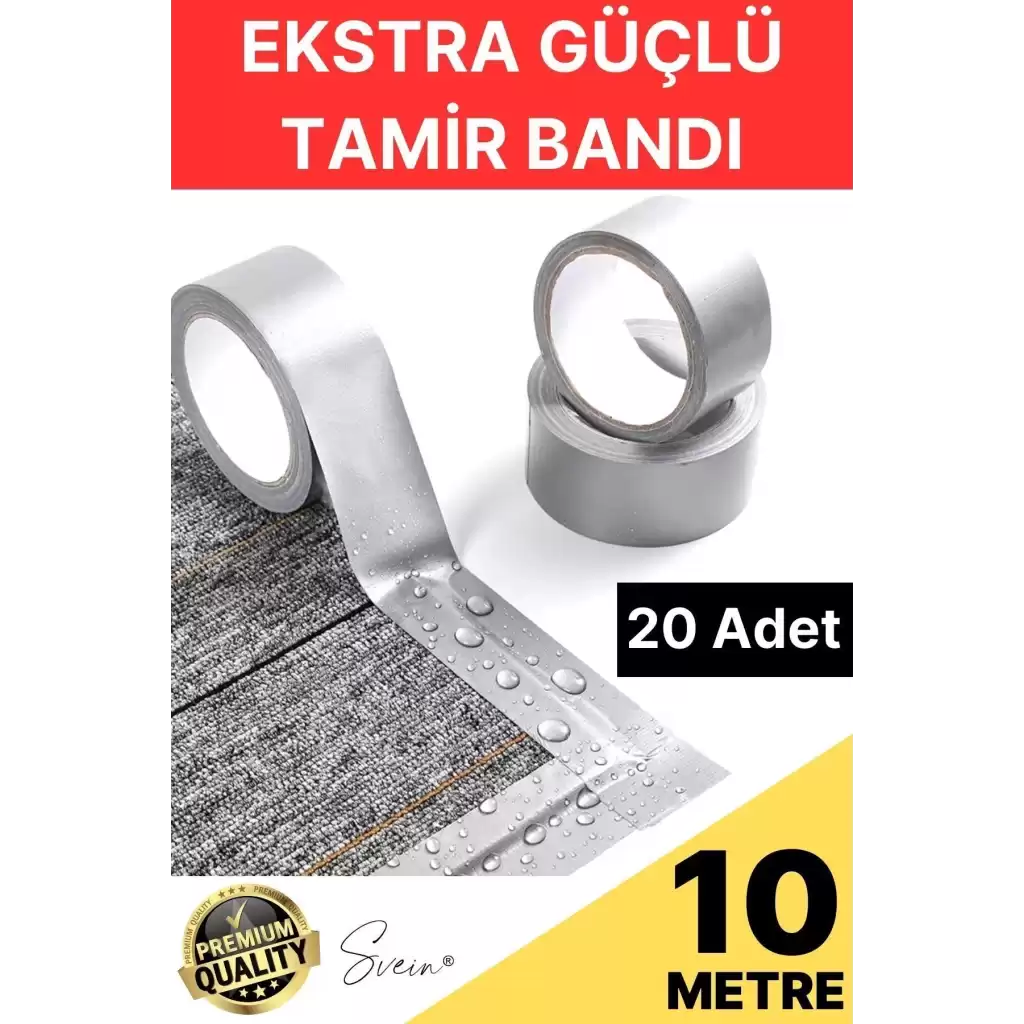 20 Adet 10 Mt Gri Lifli Tamir Takviye Onarım Bandı Su Geçirmez Sızdırmaz Kuvvetli Dayanıklı Çatlak