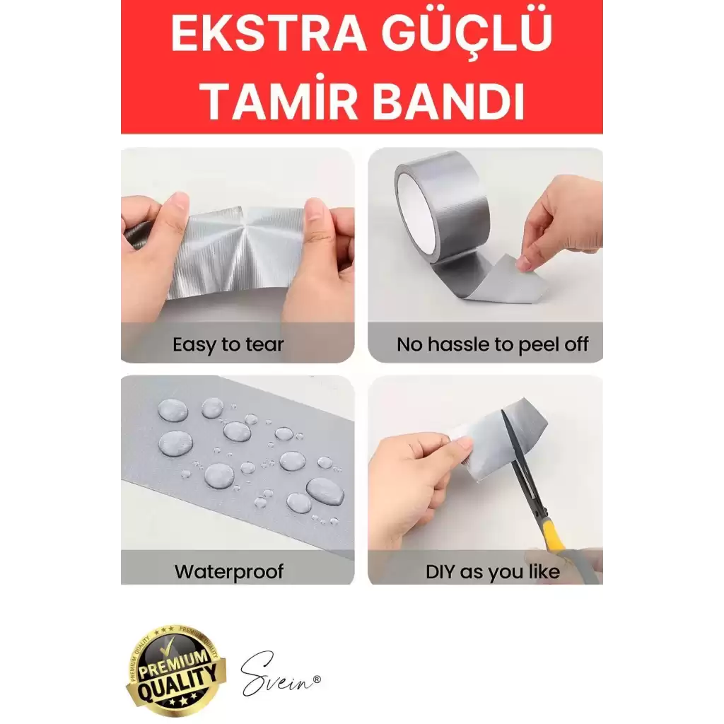2 Adet 10 Mt Gri Lifli Tamir Takviye Onarım Bandı Su Geçirmez Sızdırmaz Kuvvetli Dayanıklı Çatlak