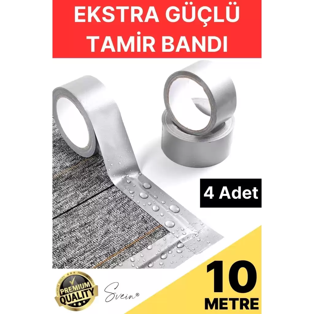 4 Adet 10 Mt Gri Lifli Tamir Takviye Onarım Bandı Su Geçirmez Sızdırmaz Kuvvetli Dayanıklı Çatlak