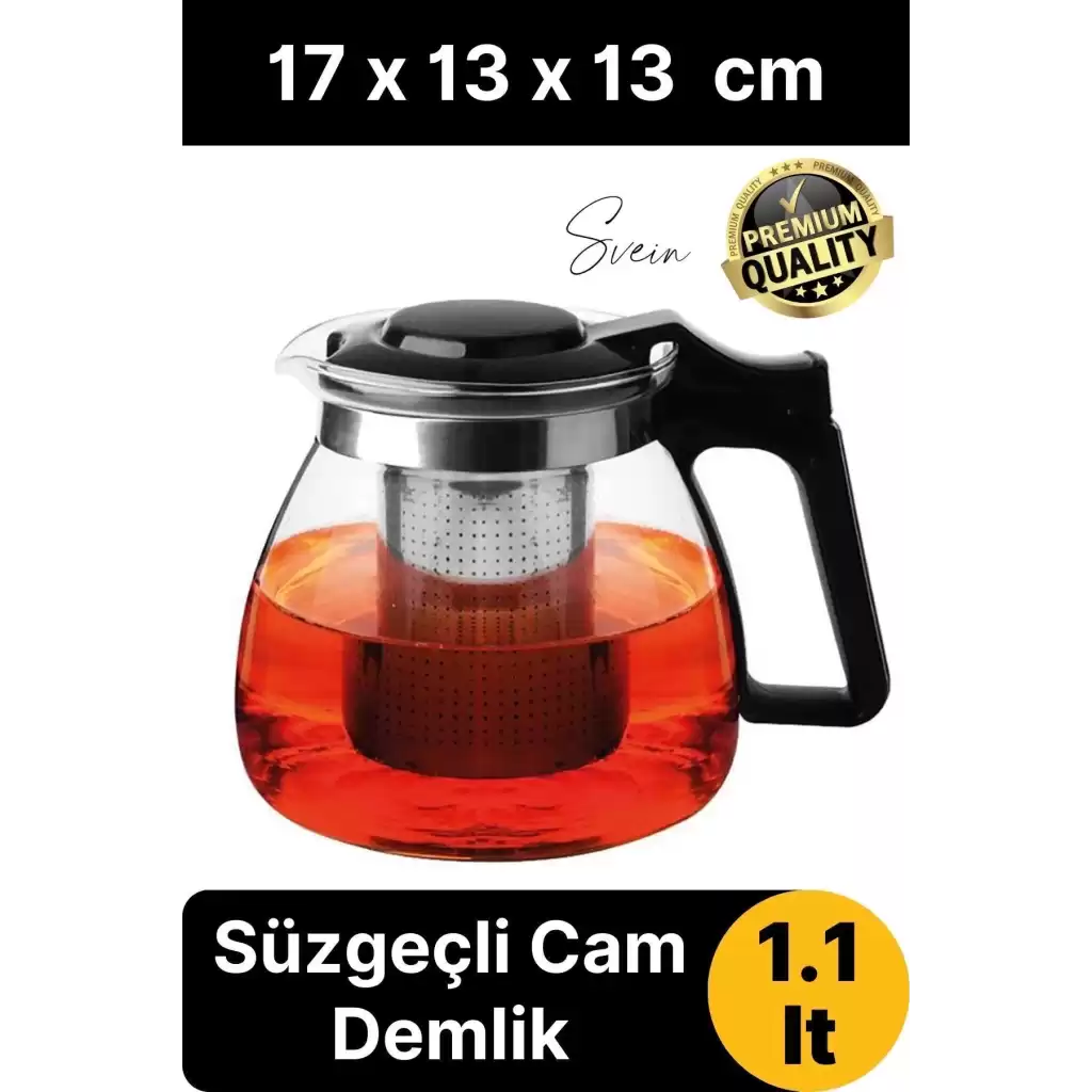 Premium Borosilikat Cam Demlik Isı Dayanıklı Şeffaf Süzgeçli Gevşek Yaprak Çay Makinesi Kapaklı