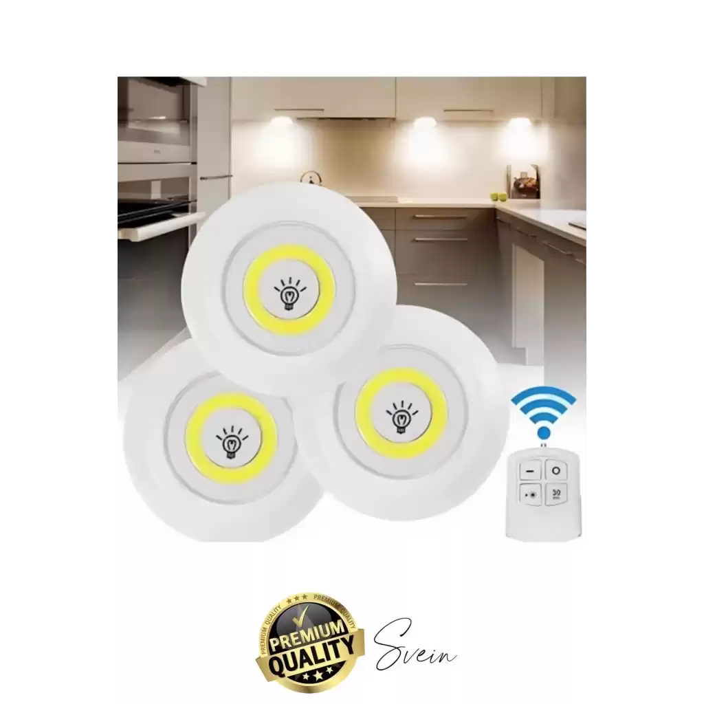 Kablosuz Uzaktan Kumandalı Beyaz 3lü Led Okuma Işık Gece Lambası Mutfak Dolap Koridor Pilli Dolapiçi