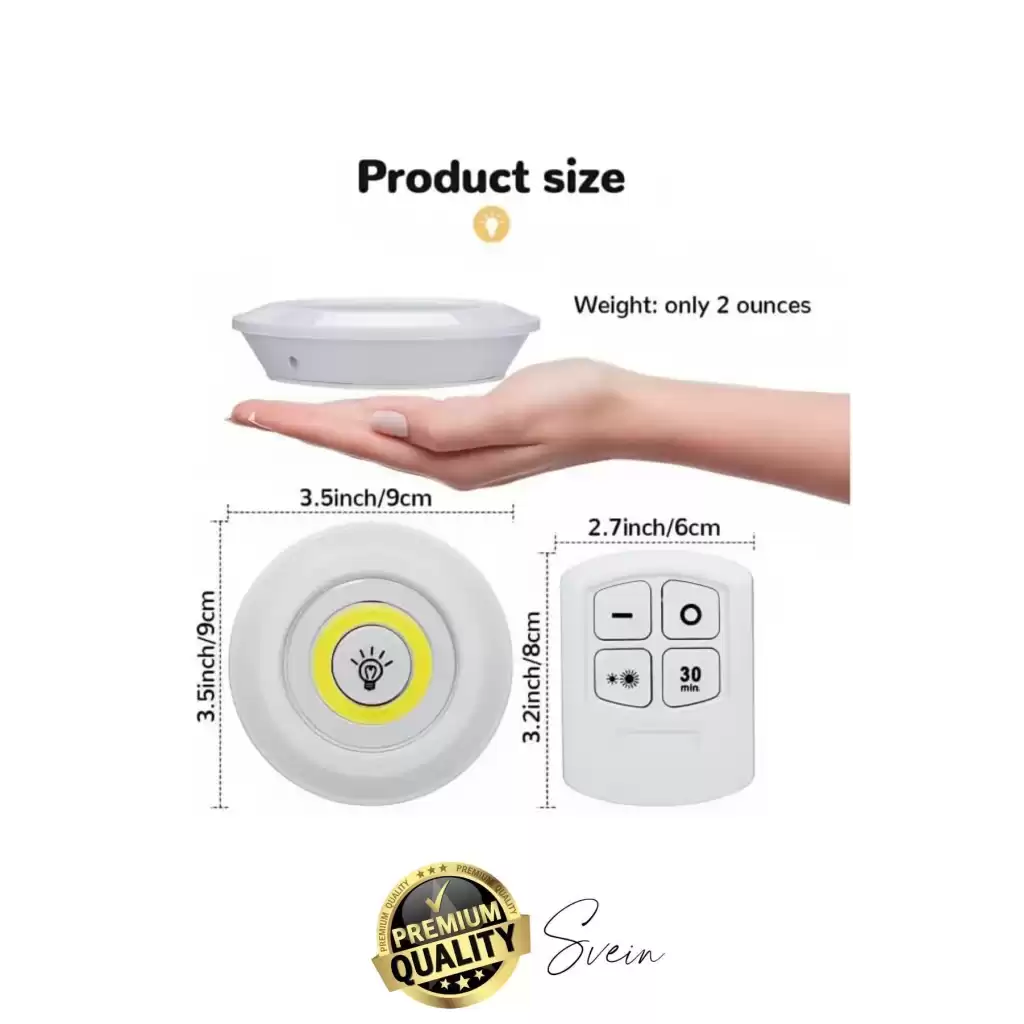 Kablosuz Uzaktan Kumandalı Beyaz 3lü Led Okuma Işık Gece Lambası Mutfak Dolap Koridor Pilli Dolapiçi