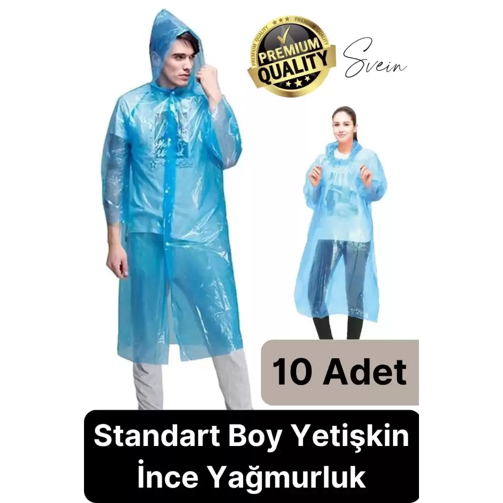 10lu Taşınabilir Kadın Erkek Unisex Yağmurluk Su Geçirmez Kullanımlık Kamp Yürüyüş Kapşonlu