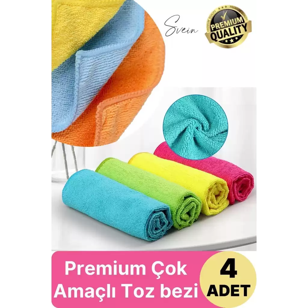 4lü Çok Amaçlı Kaliteli Mikrofiber Süper Emici Silme Kurulama Toz Bezi Cam Mutfak Temizlik Renkli