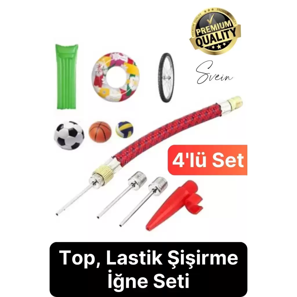 5 Parça Hava Şişirme Ucu İğnesi Aparatı Sibop Seti Spor Topu Basketbol Futbol Bisiklet Lastik Amaçlı