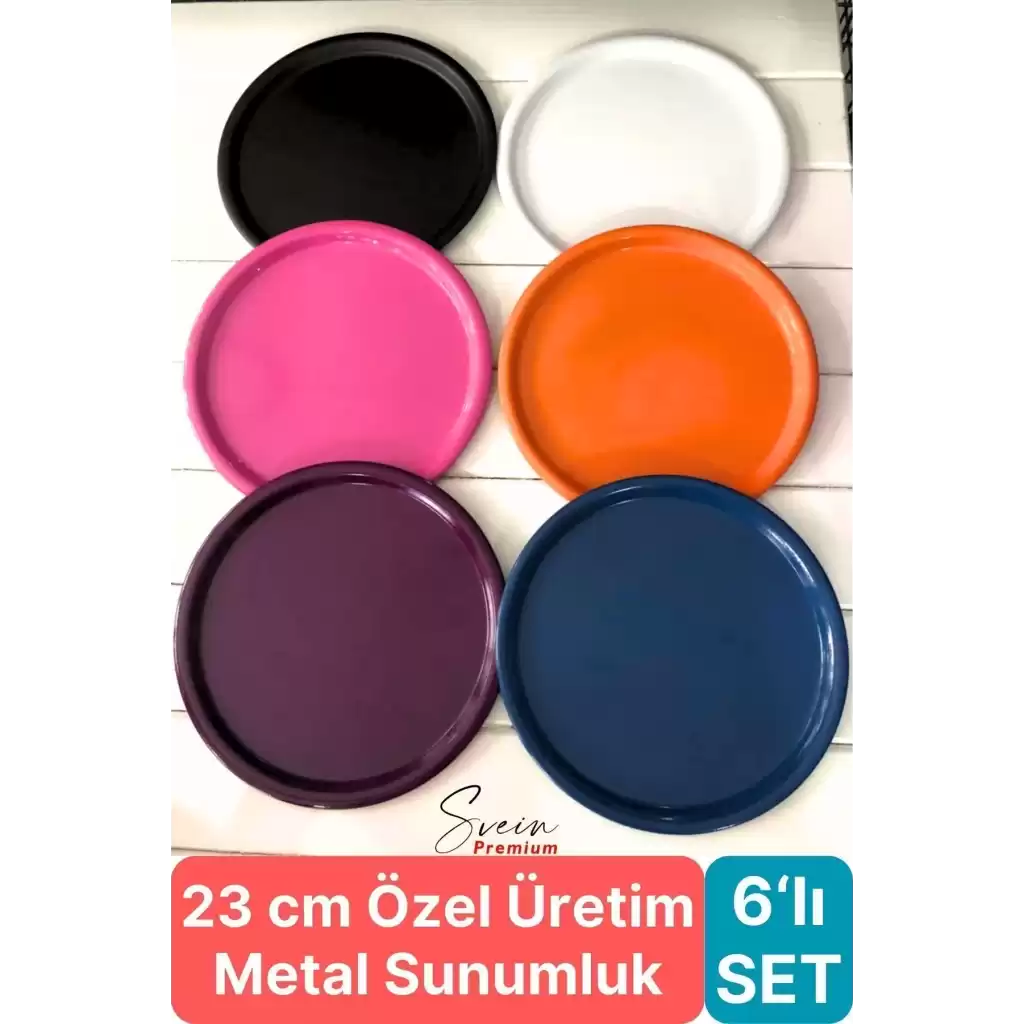 Özel Üretim 6 Parça Renkli Metal Yuvarlak Paslanmaz Baton Tepsi Sunum Seti Çay Kahve Pasta Yemek