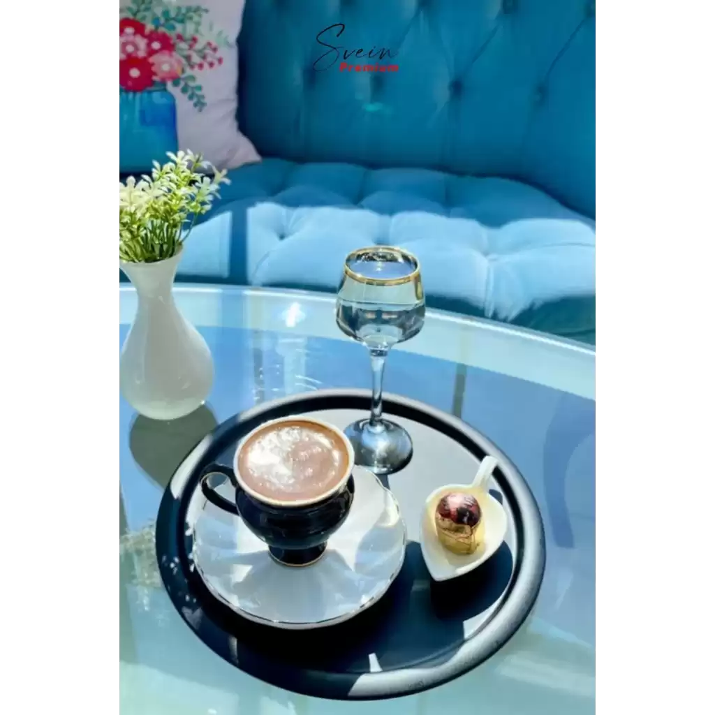 Özel Üretim 6 Parça Renkli Metal Yuvarlak Paslanmaz Baton Tepsi Sunum Seti Çay Kahve Pasta Yemek