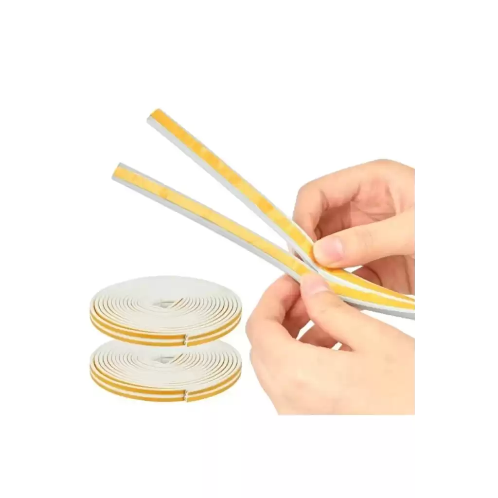 4 Metre Beyaz Pvc Doğrama Kapı Pencere Soğuk Geçirmez Sızdırmaz İzolasyon Fitil Yapışkanlı 2x2=4 mt
