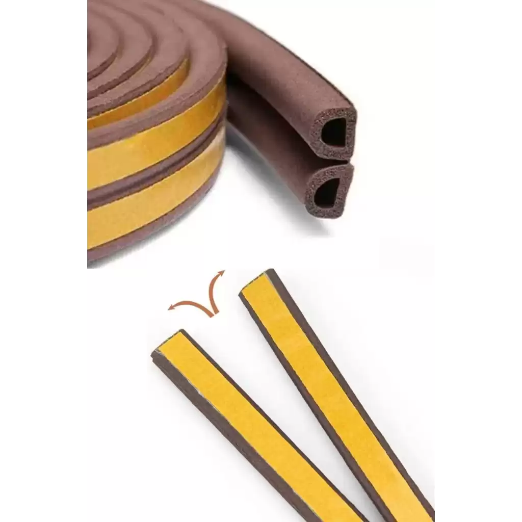 4 Metre Kahve Pvc Doğrama Kapı Pencere Soğuk Geçirmez Sızdırmaz İzolasyon Fitil Yapışkanlı 2x2=4 mt