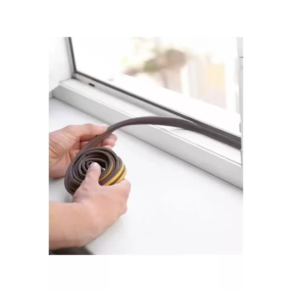 6 Metre Kahve Pvc Doğrama Kapı Pencere Soğuk Geçirmez Sızdırmaz İzolasyon Fitil Yapışkanlı 3x2=6 mt