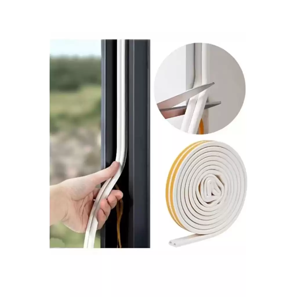 2 Metre Beyaz Pvc Doğrama Kapı Pencere Soğuk Geçirmez Sızdırmaz İzolasyon Fitil Yapışkanlı 1x2=2 mt