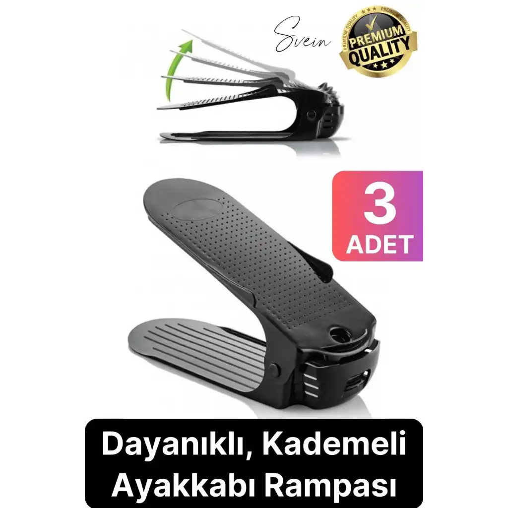 3 Adet Ayakkabı Rampası İstifleyici Dolap İçi Depolama Organizer Koruyucu Düzenleyici Ayarlanabilir