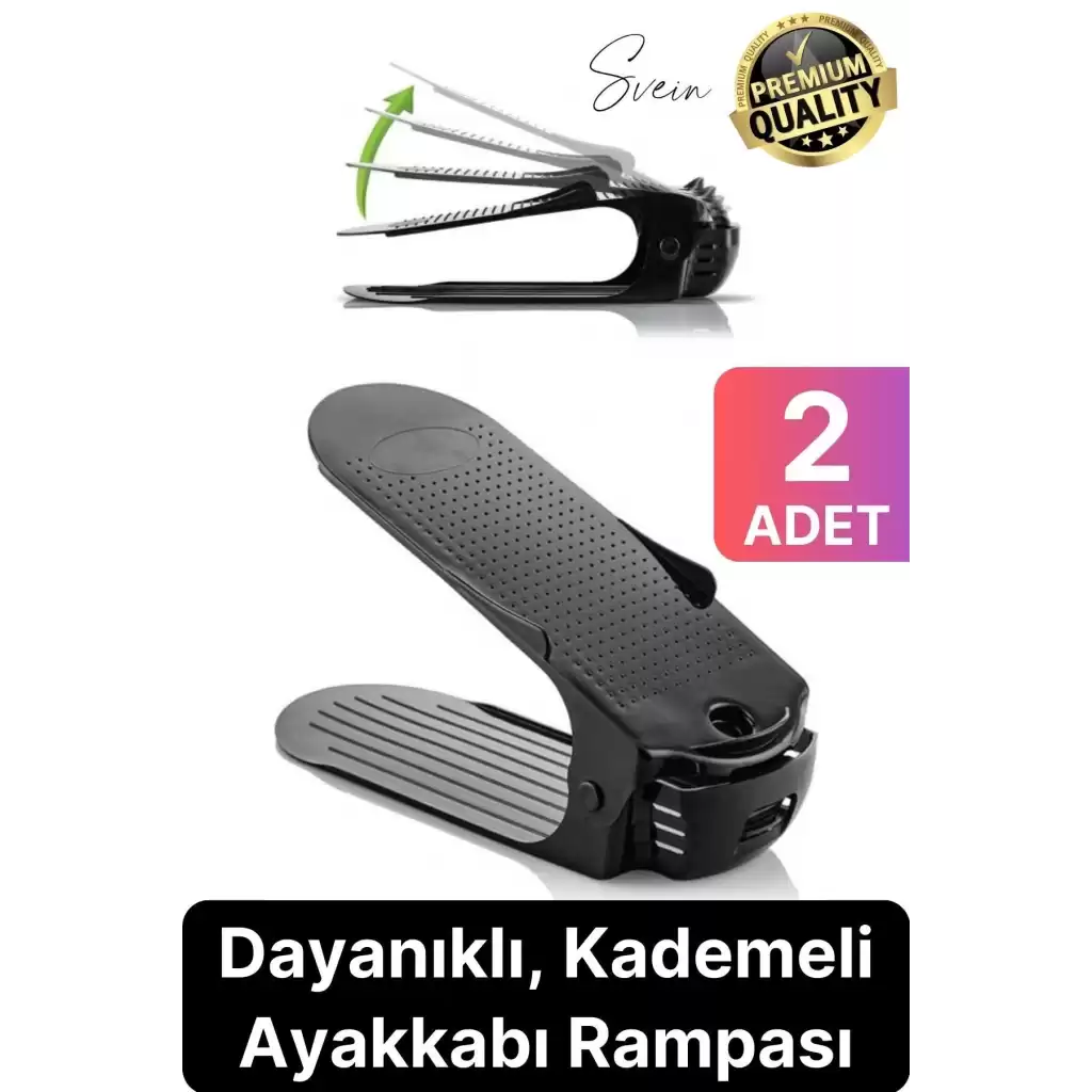 2 Adet Ayakkabı Rampası İstifleyici Dolap İçi Depolama Organizer Koruyucu Düzenleyici Ayarlanabilir