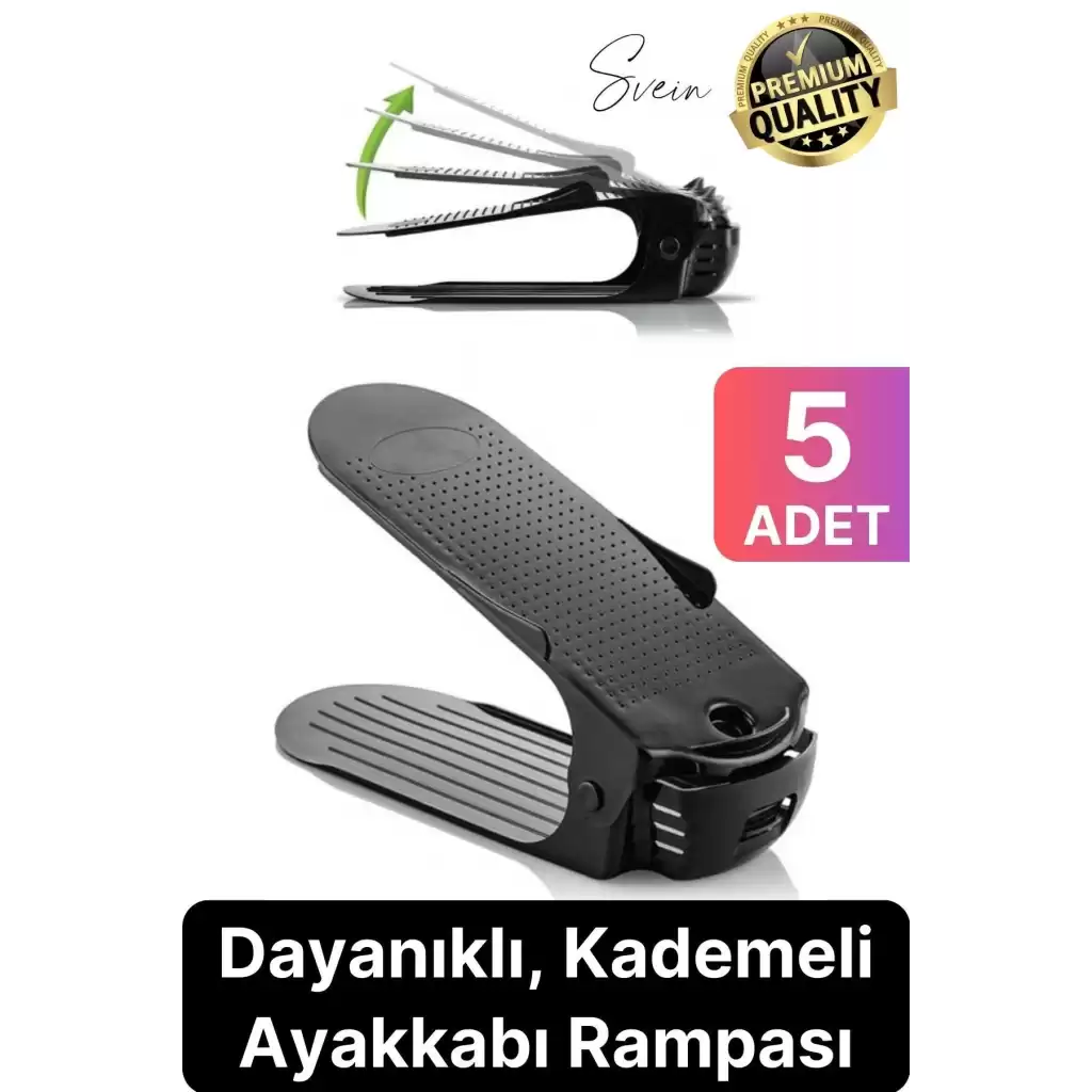 5 Adet Ayakkabı Rampası İstifleyici Dolap İçi Depolama Organizer Koruyucu Düzenleyici Ayarlanabilir