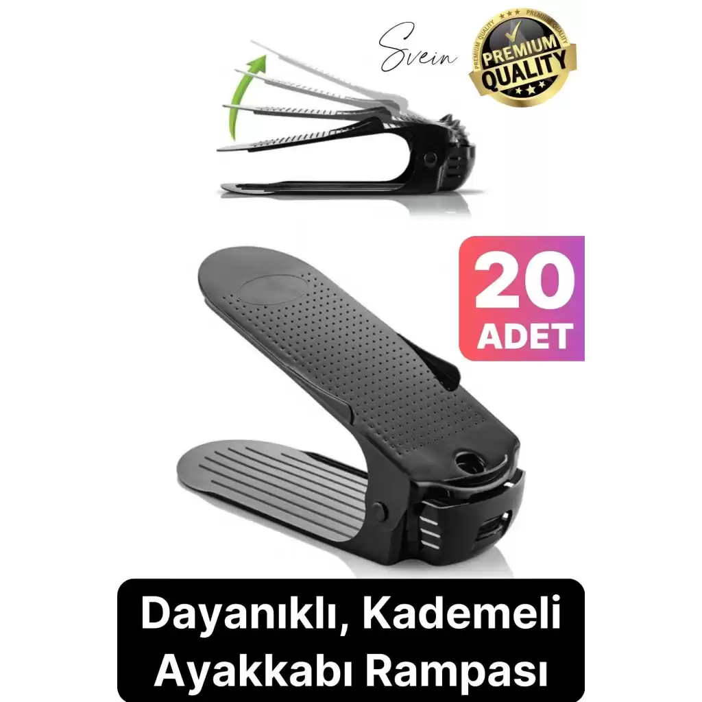 20 Adet Ayakkabı Rampası İstifleyici Dolap İçi Depolama Organizer Koruyucu Düzenleyici Ayarlanabilir