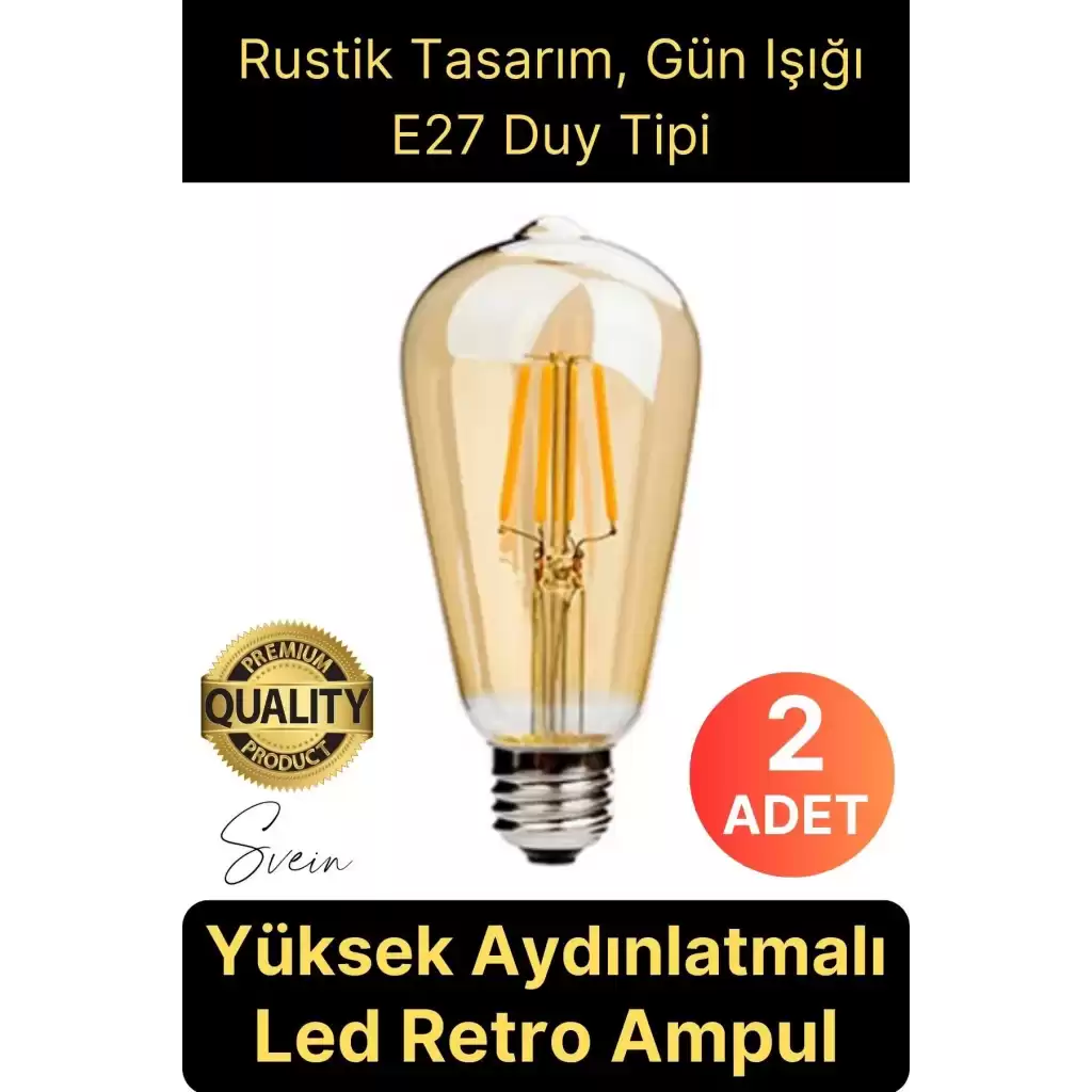 2 Adet Vintage Spiral Filament Rustik Retro Akkor LED Ampul Yüksek Işıklandırma Lamba Gün Işığı E27