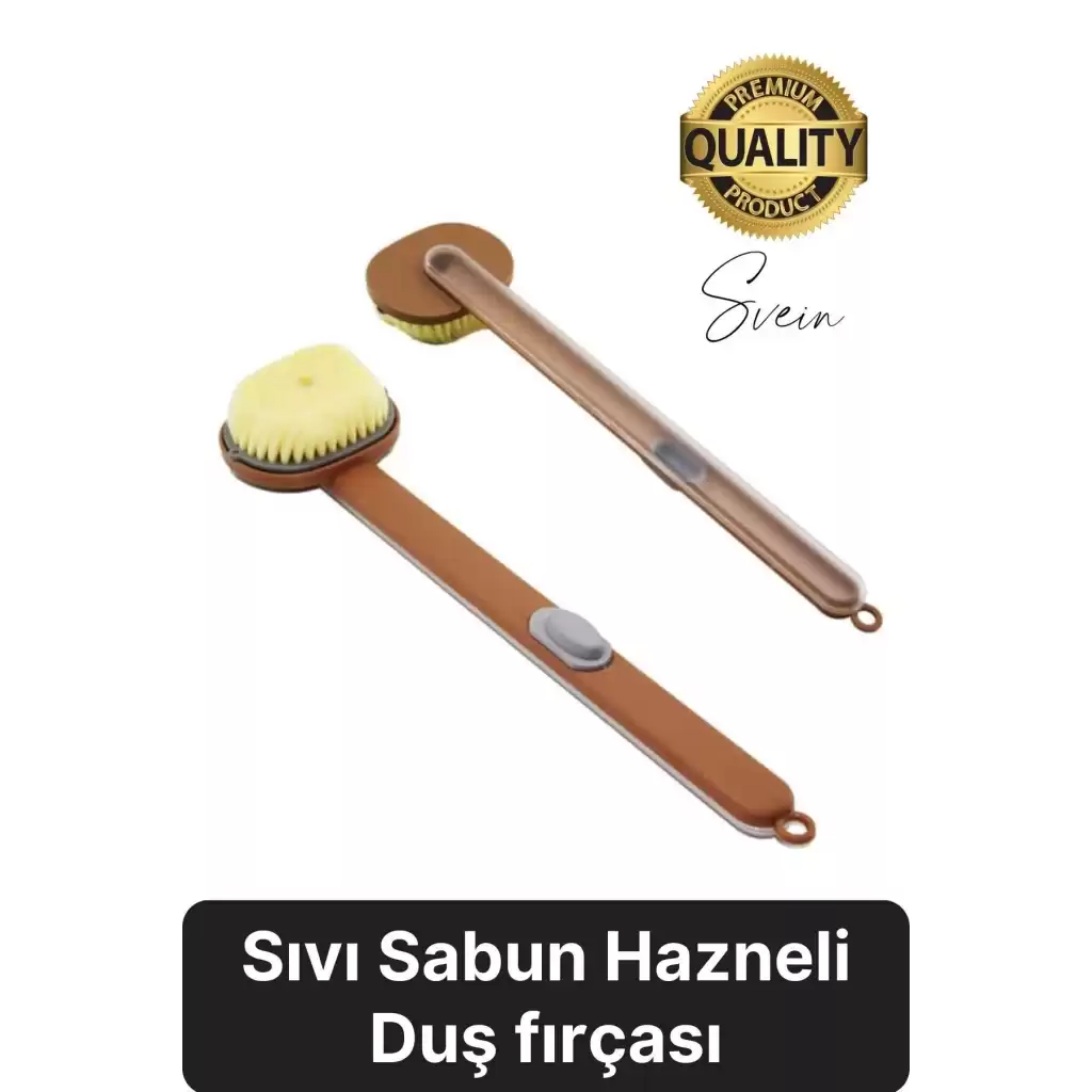 Saplı Sıvı Sabun Duş Jeli Şampuan Peeling Etkili Silikon Hazneli Pratik Sırt Kesesi Duş Fırçası