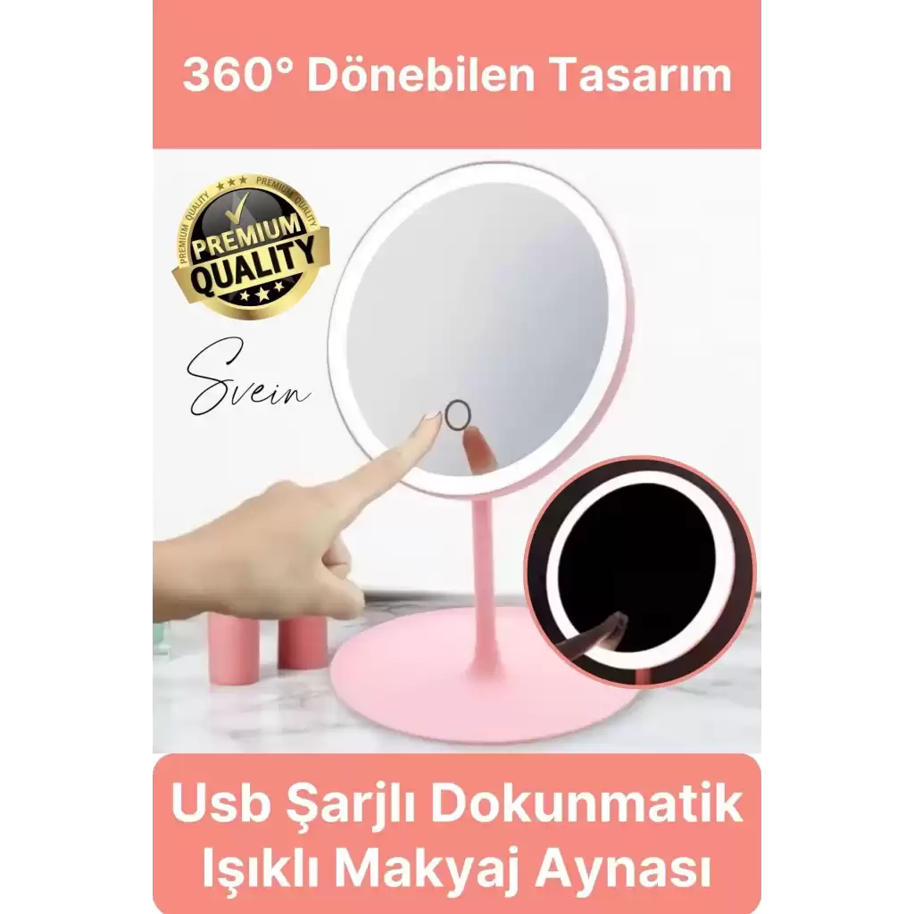 Dokunmatik Katlanabilir Taşınabilir Kablosuz LED Işıklı Makyaj Aynası 360° Döner USB Şarj Edilebilir