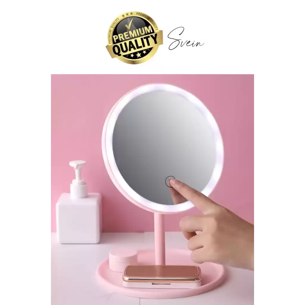 Dokunmatik Katlanabilir Taşınabilir Kablosuz LED Işıklı Makyaj Aynası 360° Döner USB Şarj Edilebilir