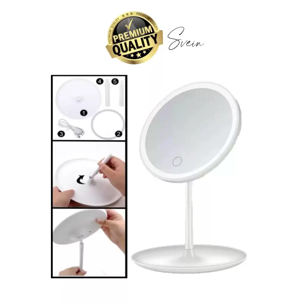 Dokunmatik Katlanabilir Taşınabilir Kablosuz LED Işıklı Makyaj Aynası 360° Döner USB Şarj Edilebilir
