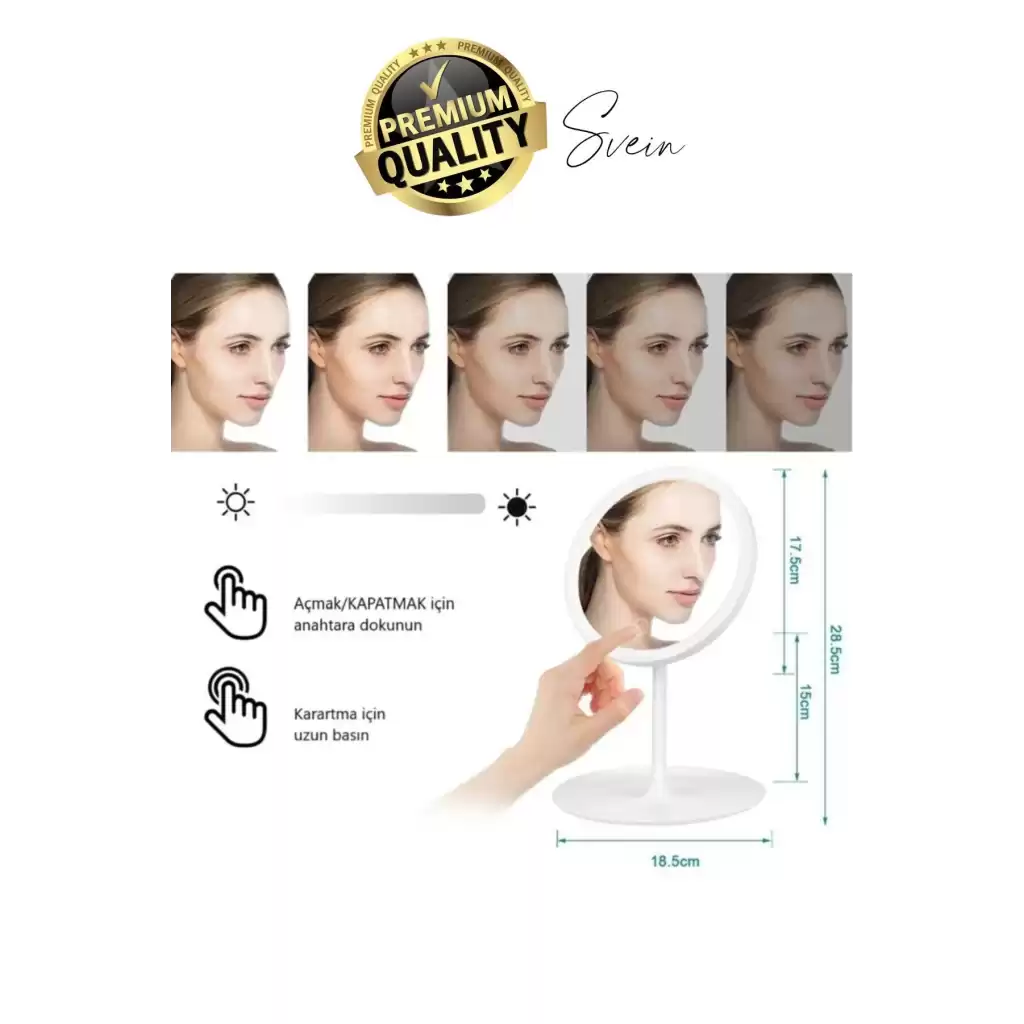 Dokunmatik Katlanabilir Taşınabilir Kablosuz LED Işıklı Makyaj Aynası 360° Döner USB Şarj Edilebilir