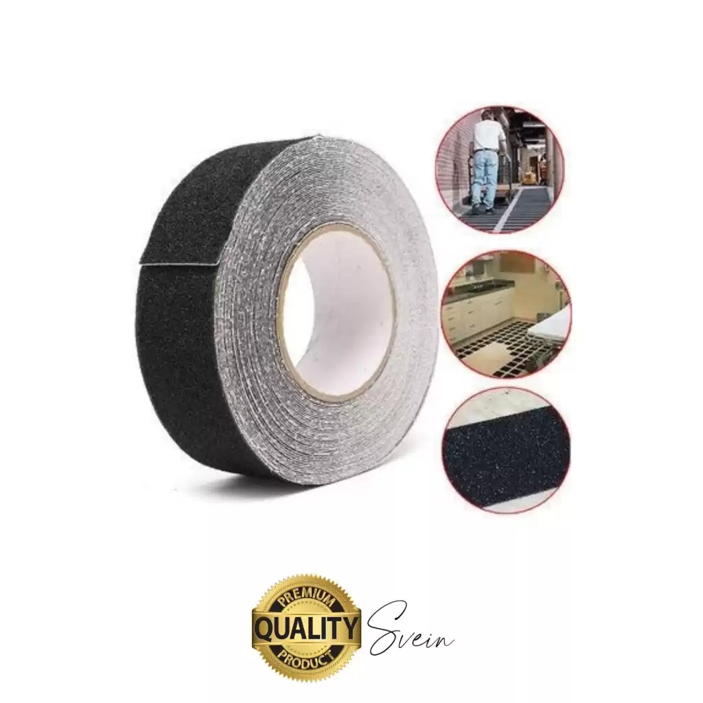 Premium 50mm x 15mt Siyah Kaydırmaz Bant Yapışkanlı Merdiven Basamak Zemin Güçlü Tutunabilen Halı