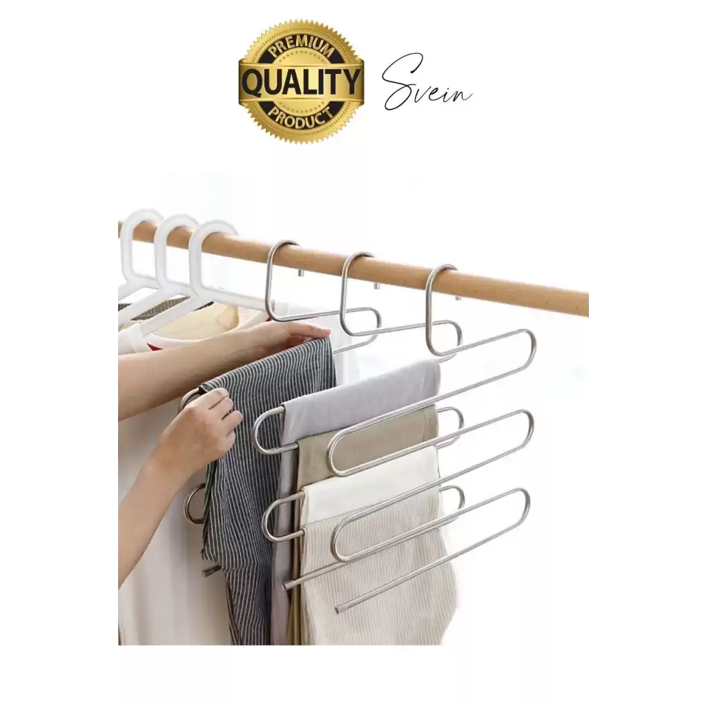 3 Adet Metal Dolap İçi Krom Pantolon Pantolon Akıllı Askılık 5li Taşır Çoklu Katlı Kırışma Karşıtı