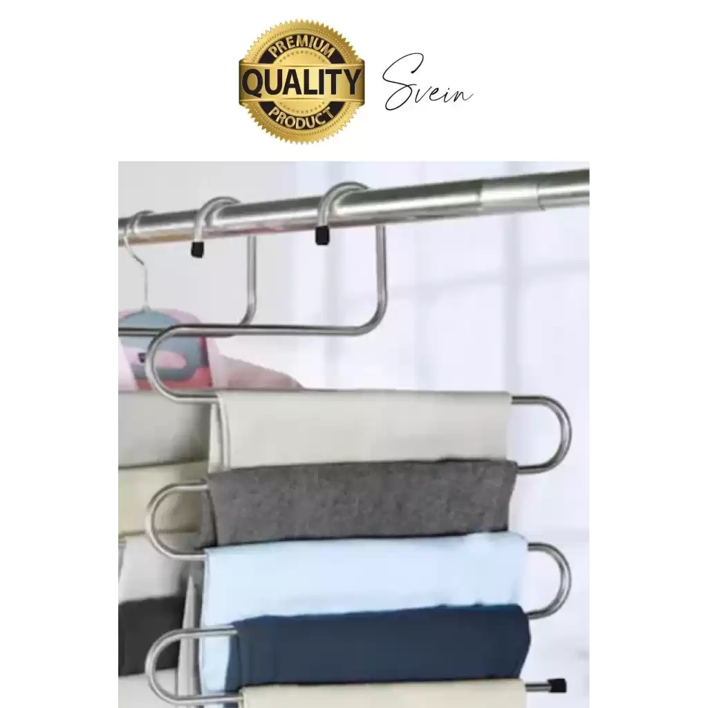 1 Adet Metal Dolap İçi Krom Pantolon Pantolon Akıllı Askılık 5li Taşır Çoklu Katlı Kırışma Karşıtı