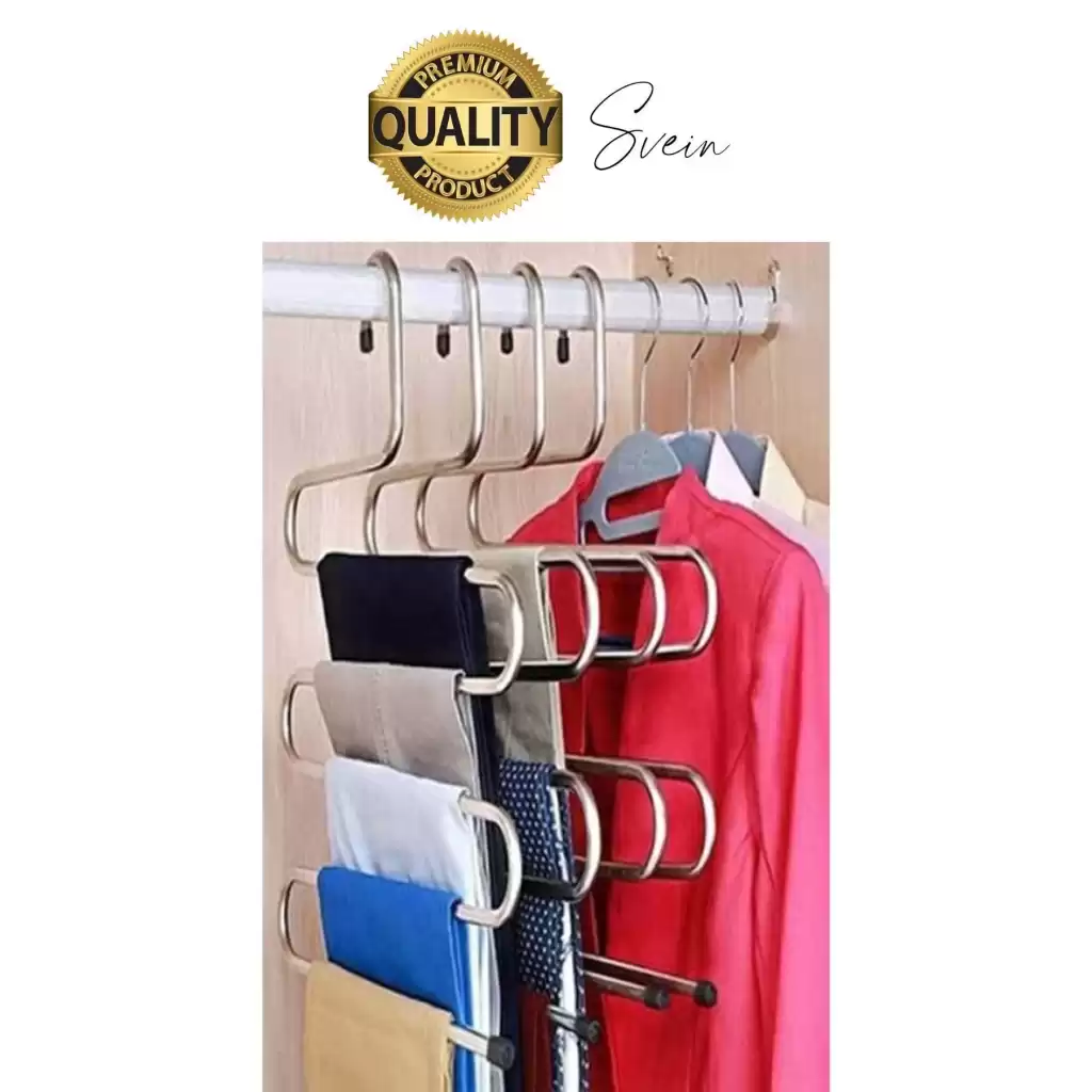 1 Adet Metal Dolap İçi Krom Pantolon Pantolon Akıllı Askılık 5li Taşır Çoklu Katlı Kırışma Karşıtı