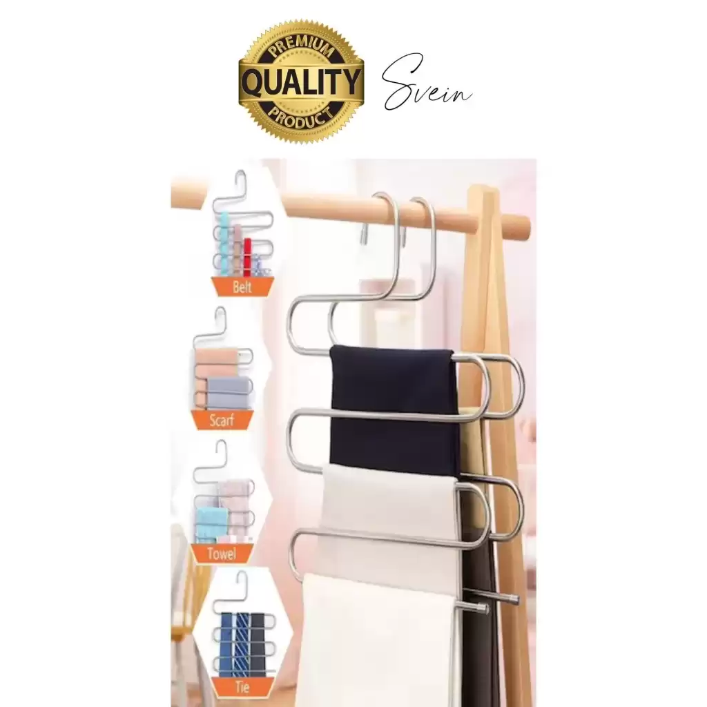5 Adet Metal Dolap I?çi Krom Pantolon Pantolon Akıllı Askılık 5li Taşır Çoklu Katlı Kırışma Karşıtı