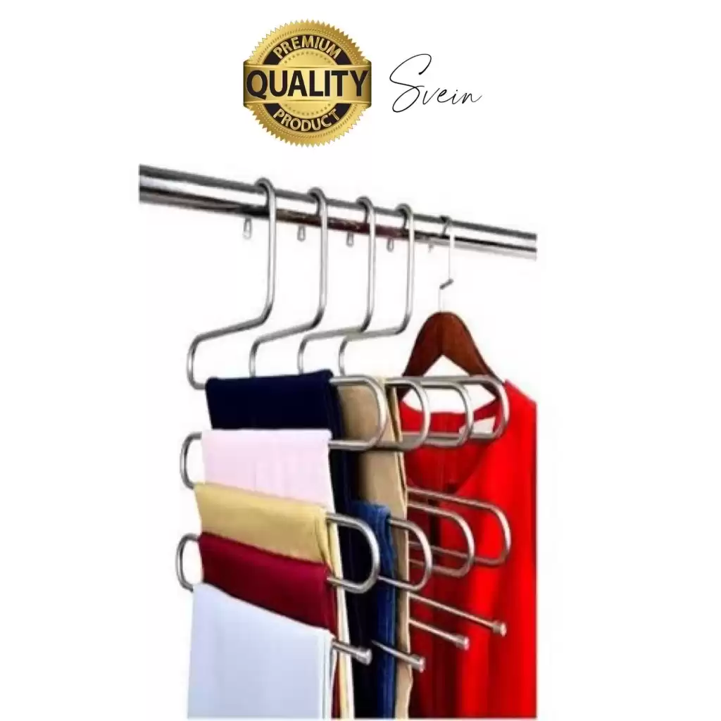 5 Adet Metal Dolap I?çi Krom Pantolon Pantolon Akıllı Askılık 5li Taşır Çoklu Katlı Kırışma Karşıtı