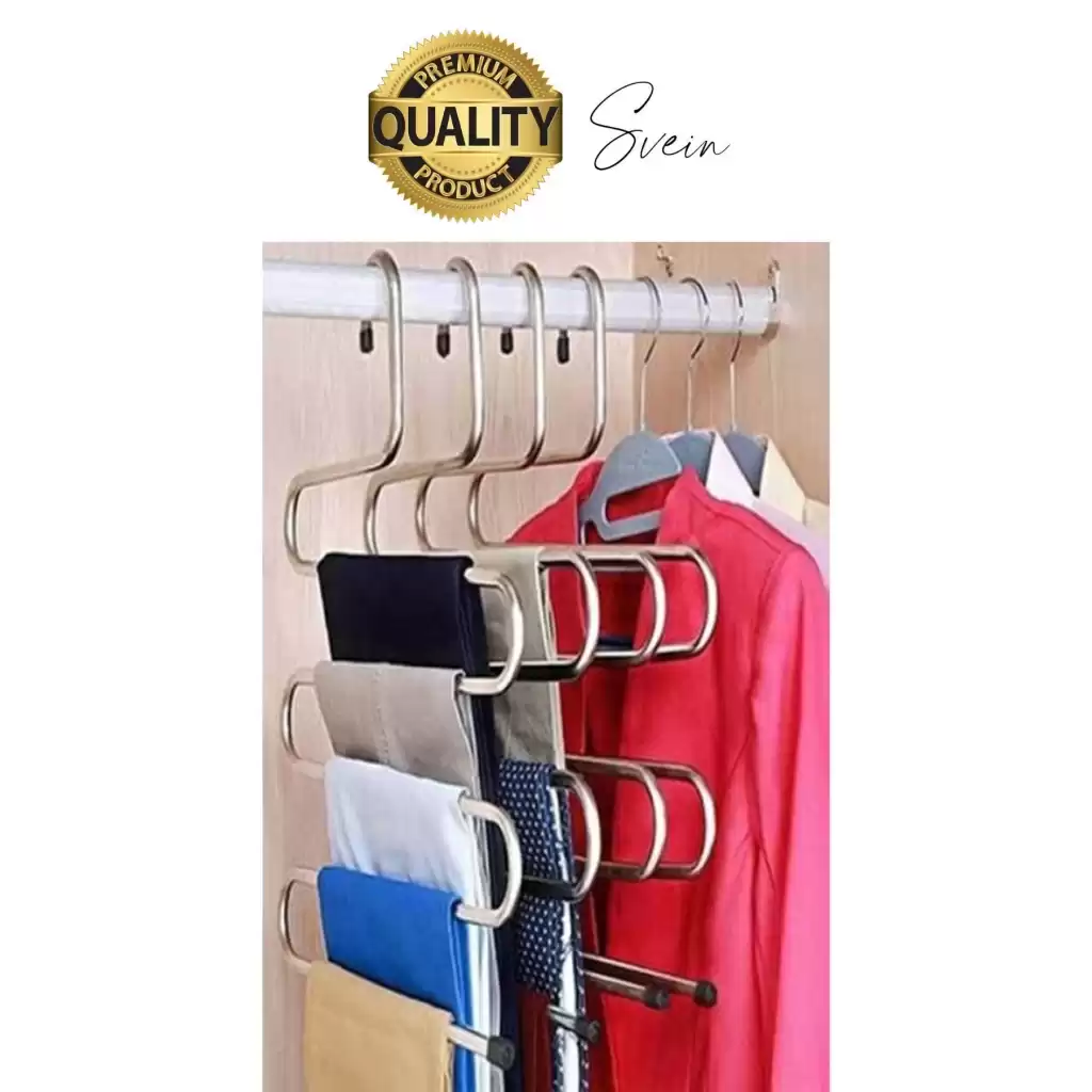 5 Adet Metal Dolap I?çi Krom Pantolon Pantolon Akıllı Askılık 5li Taşır Çoklu Katlı Kırışma Karşıtı