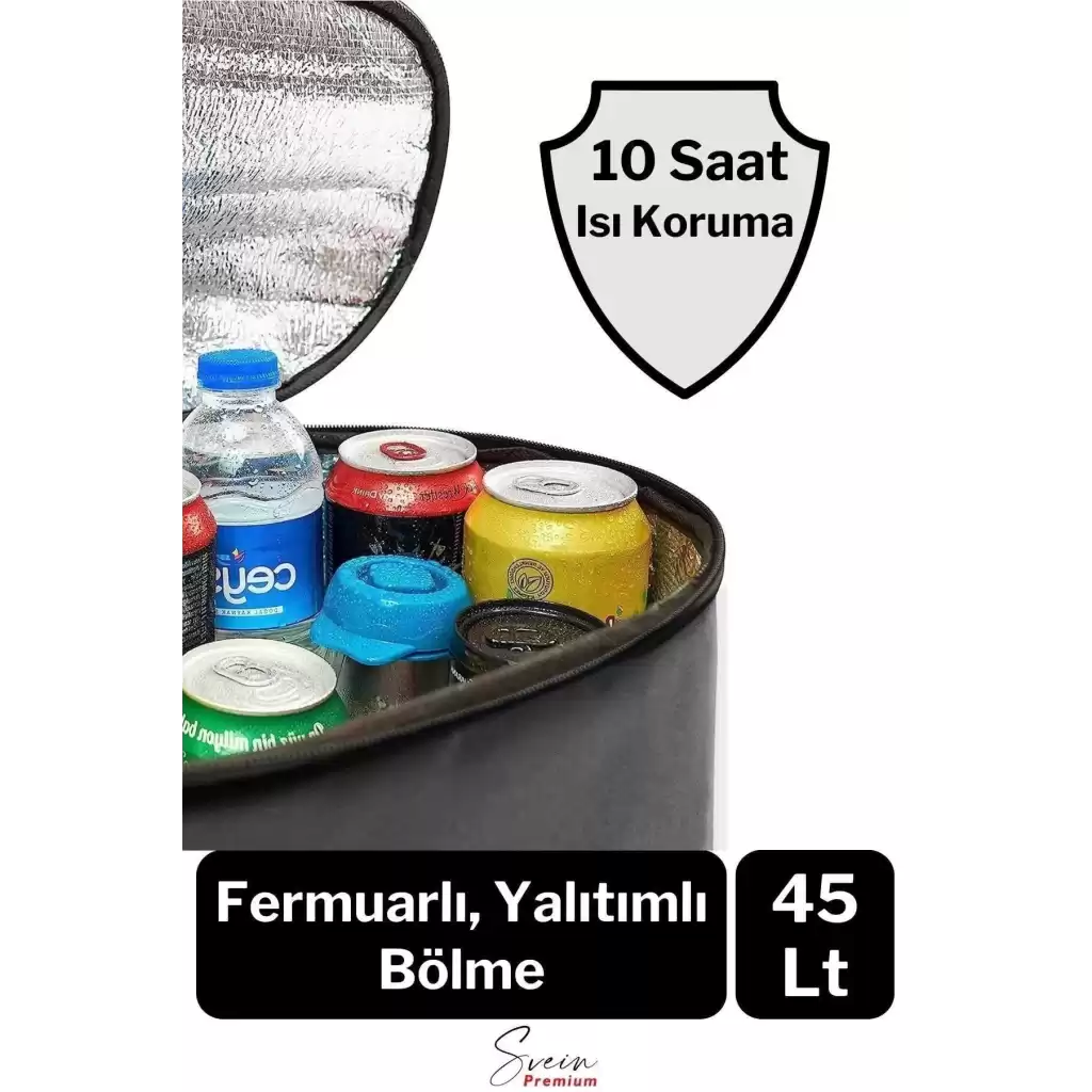Sıcak Soğuk Tutucu Buzluklu Termos Bölmeli Fileli Omuz Askılı Fermuarlı Şık Plaj Kamp Piknik Çantası