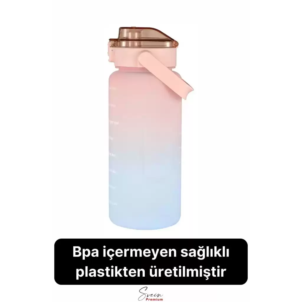 2 Lt Pipetli Motivasyonel Su Matarası Sağlıklı Sızdırmaz Suluk Tritan Spor Salonu Su Şişesi Sticker