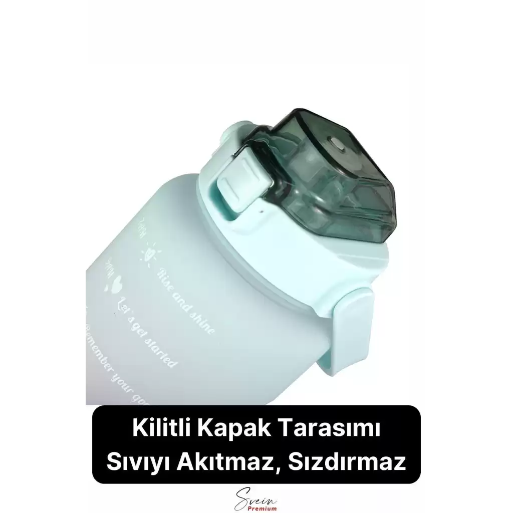 2 Lt Pipetli Motivasyonel Su Matarası Sağlıklı Sızdırmaz Suluk Tritan Spor Salonu Su Şişesi Sticker