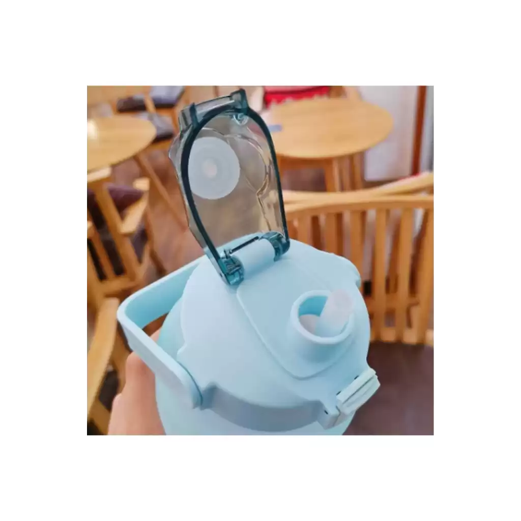 2 Lt Pipetli Motivasyonel Su Matarası Sağlıklı Sızdırmaz Suluk Tritan Spor Salonu Su Şişesi Sticker