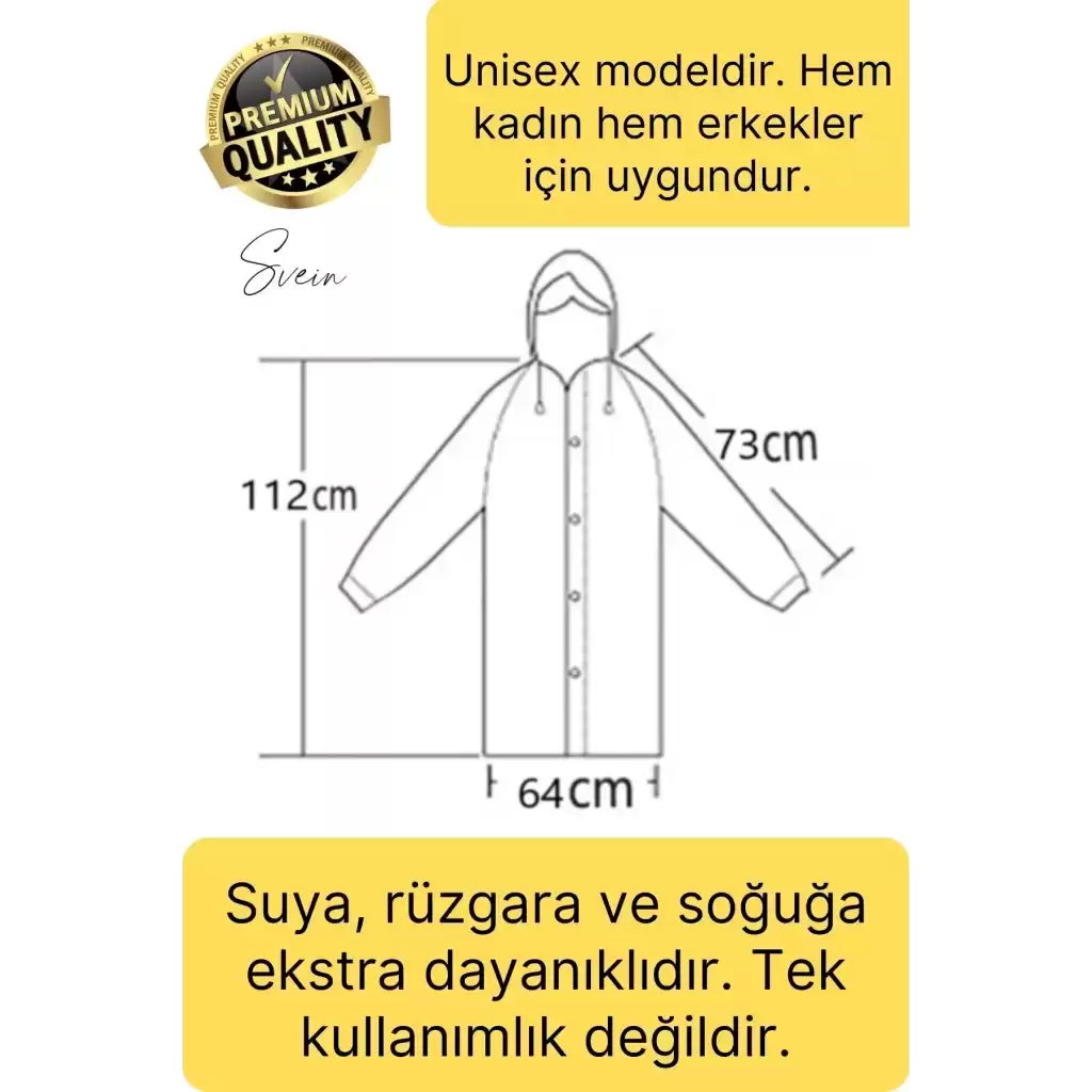Premium Yeşil Xxl 150 gr Kapüşonlu Cepli Yağmurluk Su Rüzgar Soğuk Geçirmez Unisex Çıtçıtlı Pardösü