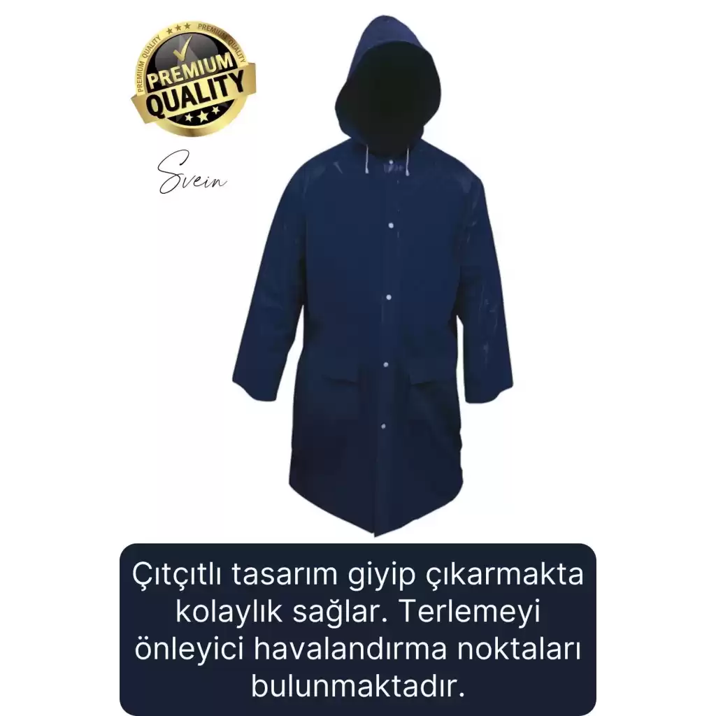 Premium Laci Xxl 150 gr Kapüşonlu Cepli Yağmurluk Su Rüzgar Soğuk Geçirmez Unisex Çıtçıtlı Pardösü