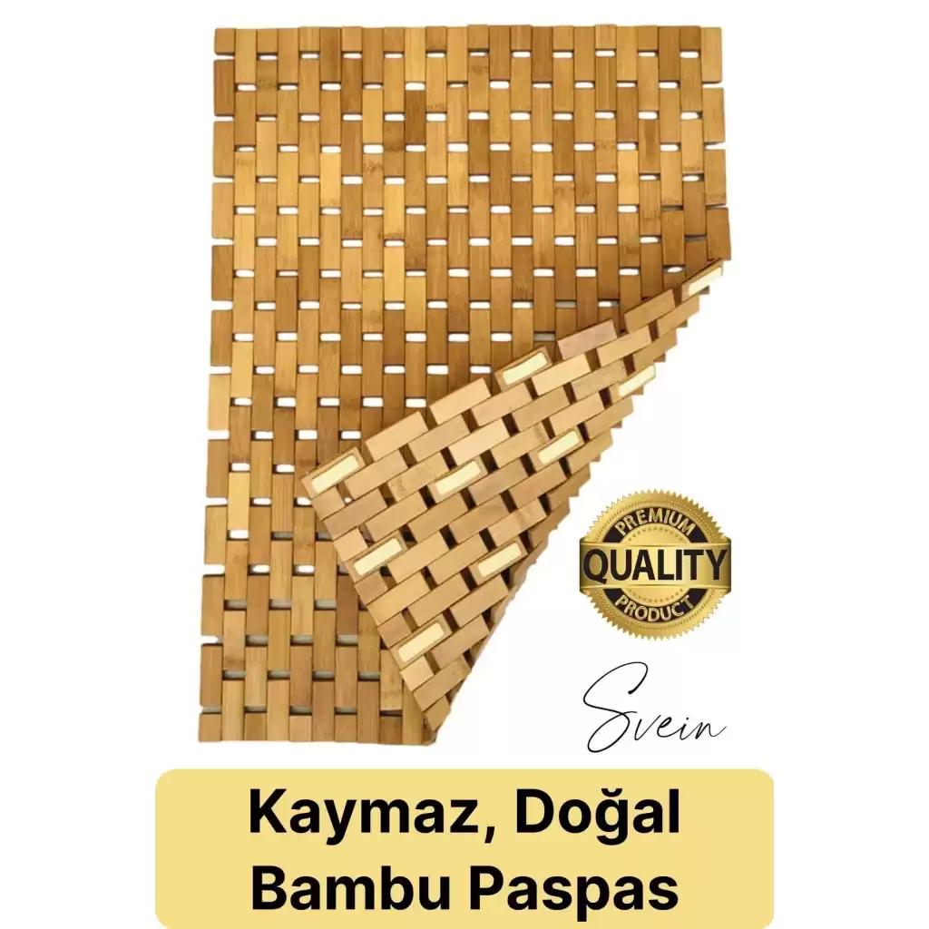 Kaydırmaz Bambu Banyo Paspası Blok Dokuma Hasır Dekoratif Ayak Duş Matı Kapı Giriş Pedi Zemin Ev