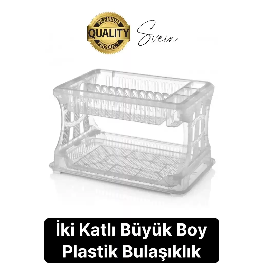 Premium İki Katlı Tabaklık Tezgah Üstü Bulaşıklık Bardak Tabak Kurutucu Mutfak Düzenleyici Plastik