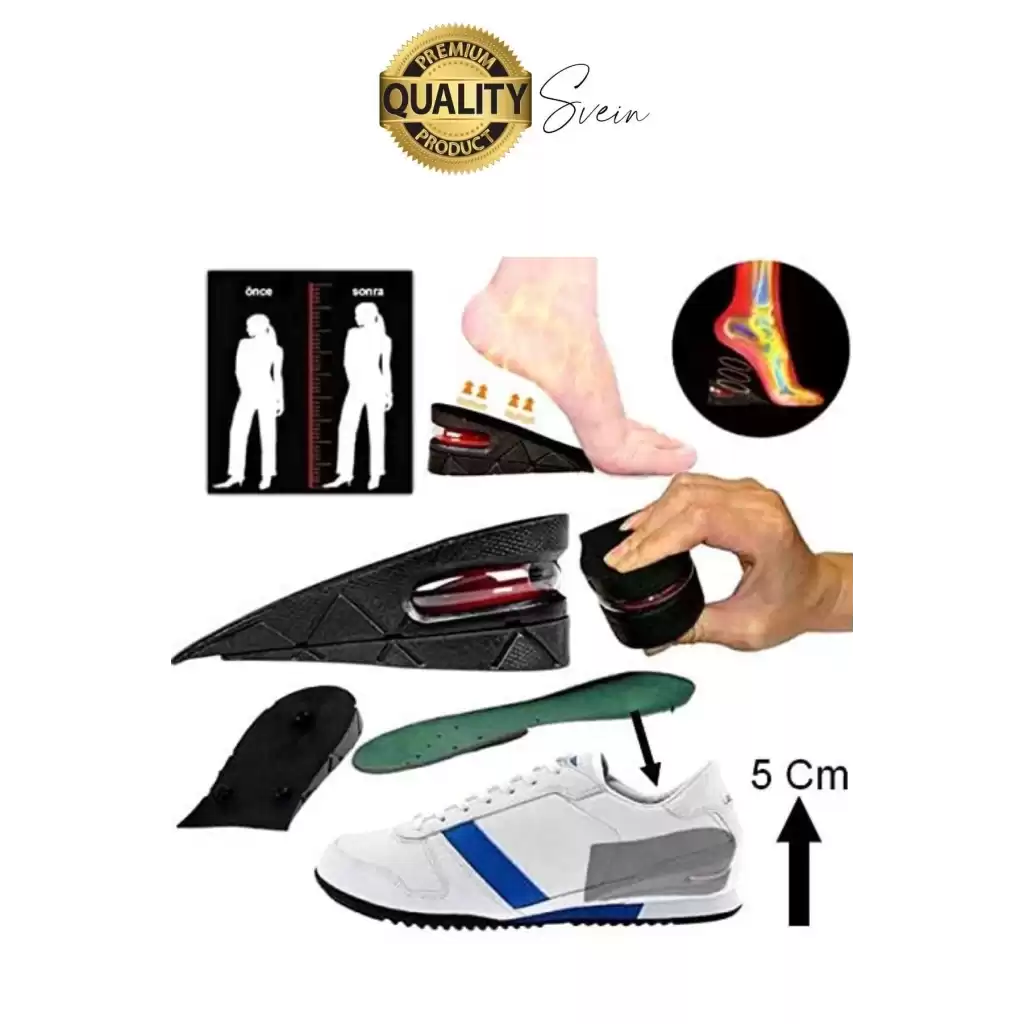 Özel Üretim 5 cm Boy Uzatan Unisex Görünmeyen Gizli Topuk Yükseltici Hava Yastıklı Destekli Tabanlık