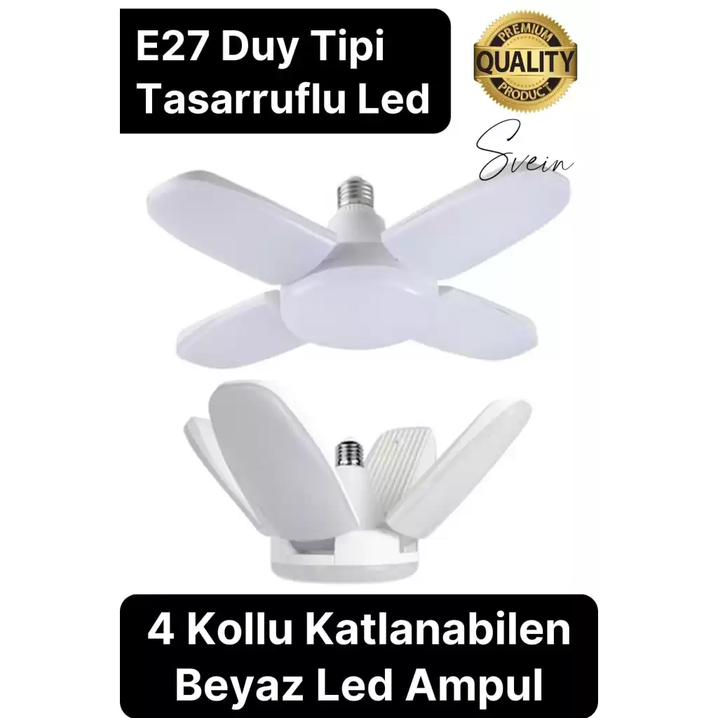 Özel Tasarım 4 Kollu Kanatlı Katlanabilir Yüksek Lümenli Tasarruflu Pervane Led Lamba Ampul Işık