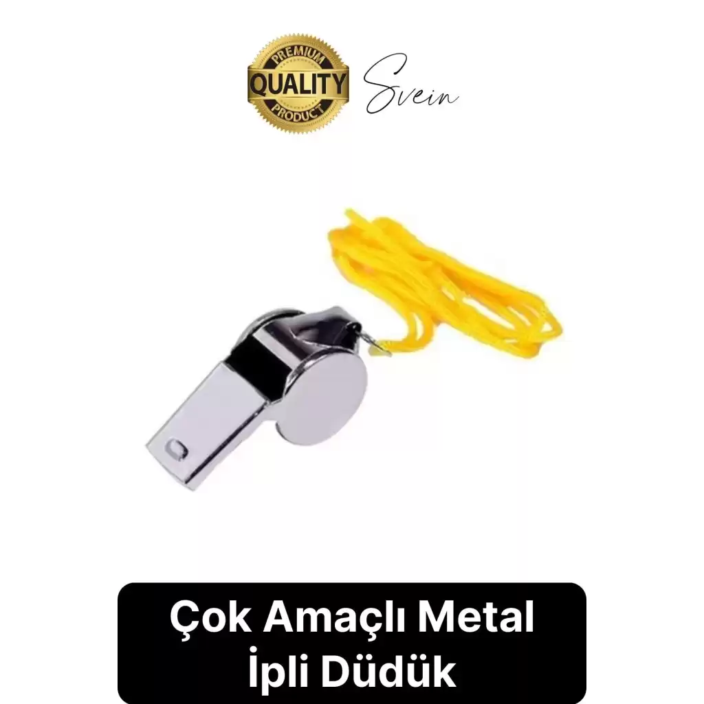 Kolay Kullanım Dayanıklı Askılı Sarı İpli Kutulu Büyük Boy Metal Düdük Taşınabilir Alanlara Uygun