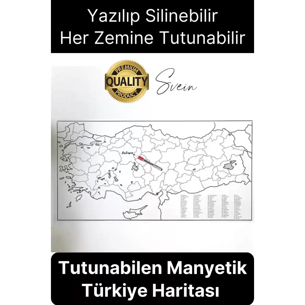 Duvara Yapışabilen Ev Okul Stickerı Dekoratif Büyük Boy Yazılabilir Türkiye Haritası Manyetik Şeffaf