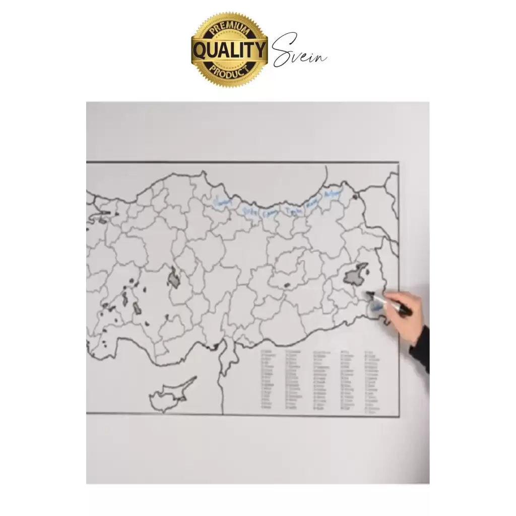 Duvara Yapışabilen Ev Okul Stickerı Dekoratif Büyük Boy Yazılabilir Türkiye Haritası Manyetik Şeffaf