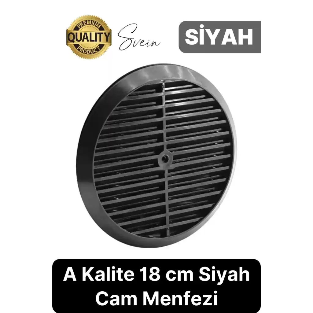 Aç Kapa Yalıtımlı Havalandırma Ayarlı 18cm Siyah Kapak Cam Menfezi Doğalgaz Boşluk Aparatı Başlık