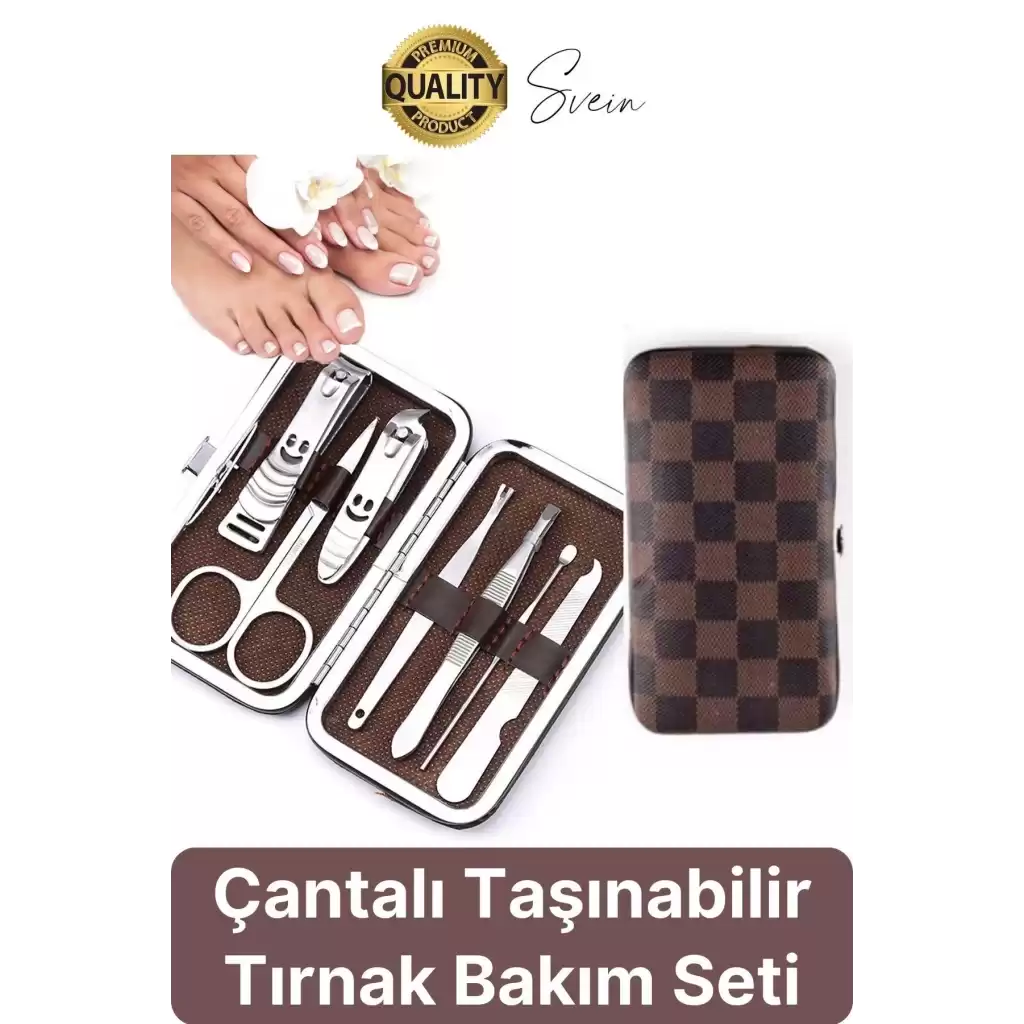 7 Parça Profesyonel Çantalı Paslanmaz Çelik Manikür Pedikür Tırnak Eti Makası Törpü Seti Kuaför