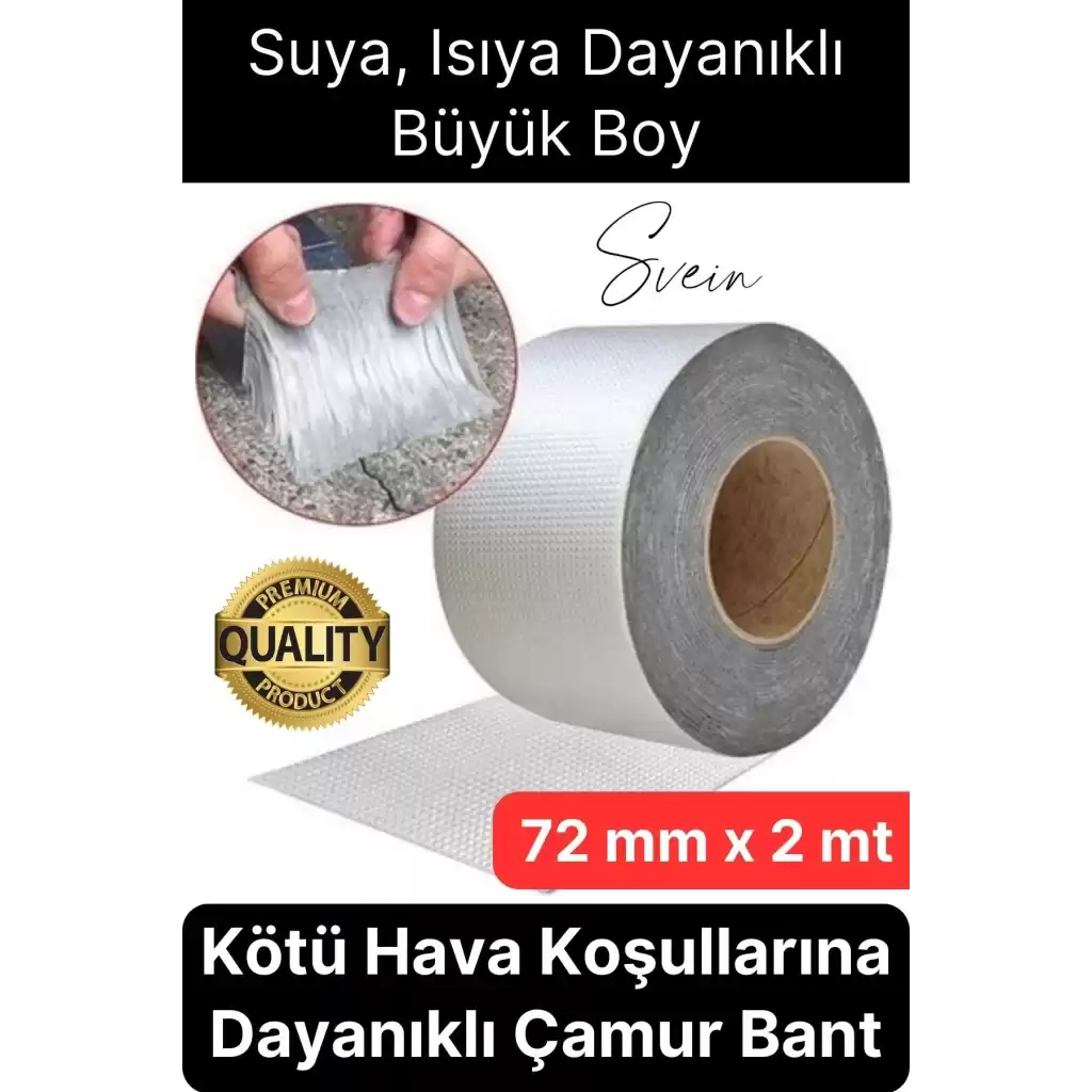 72 mm x 2 mt Su Geçirmez Sızdırmaz Çatı Boru Dayanıklı Çamur Sakız Bant Alüminyum Tamir Bandı