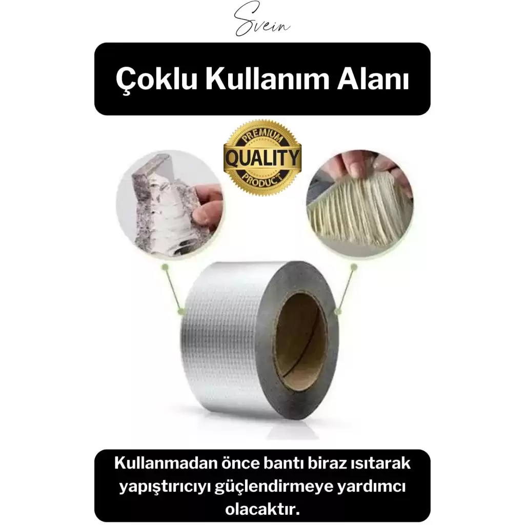 72 mm x 2 mt Su Geçirmez Sızdırmaz Çatı Boru Dayanıklı Çamur Sakız Bant Alüminyum Tamir Bandı