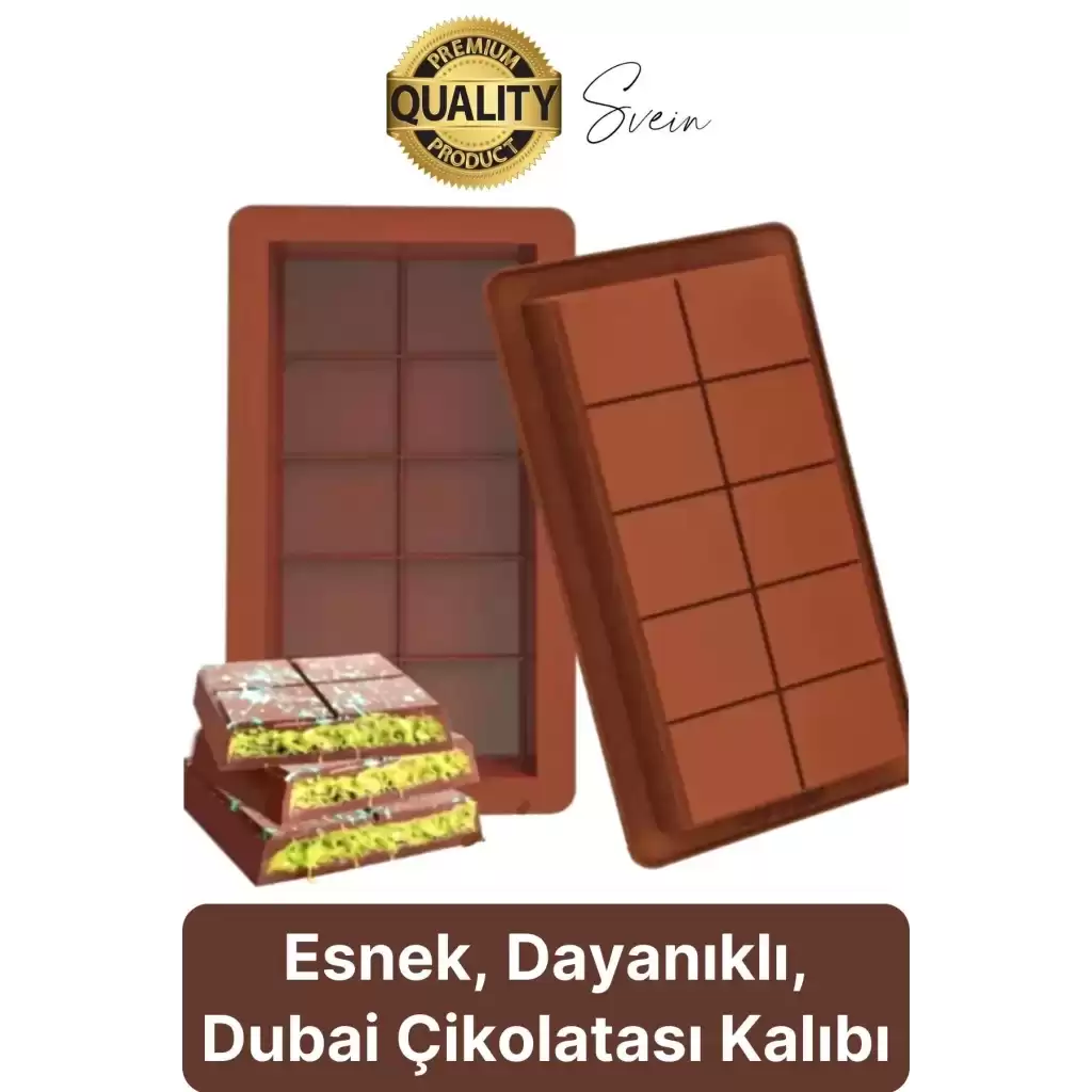 10 Bölmeli Dubai Çikolatası Kalıbı Silikon Bpa Free Kek Yapma Yıkanabilir Isıya Dayanıklı Esnek